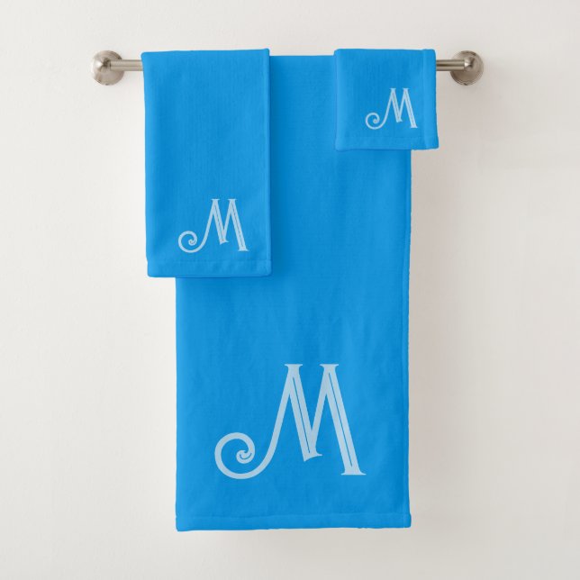 Conjunto de toallas Azure Blue Monogram (In situ)