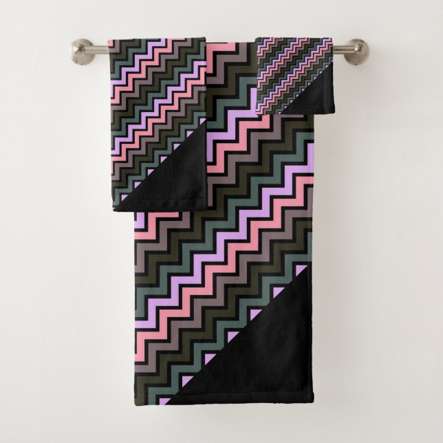 CONJUNTO DE TOALLAS DE ABSTRACTO NEGRO LUXE CHEVRO (In situ)