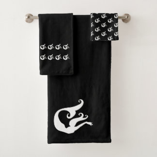 Conjunto de toallas de baño blancas y negras para 
