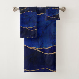Conjunto de toallas de baño Blue & Gold Agate Mode
