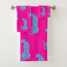 Conjunto de toallas de baño chita rosada y azul de