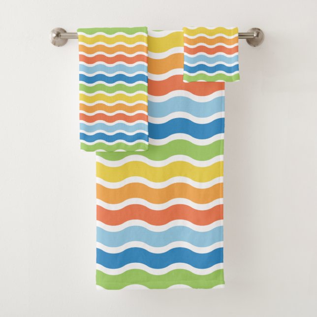 Conjunto de toallas de baño con motivos de olas de (In situ)