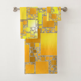 Conjunto de toallas de baño cuadradas amarillas y