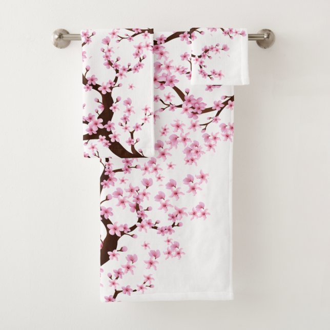 conjunto de toallas de baño de árbol sakura (In situ)