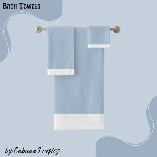 Conjunto de toallas de baño de borde azul y blanco