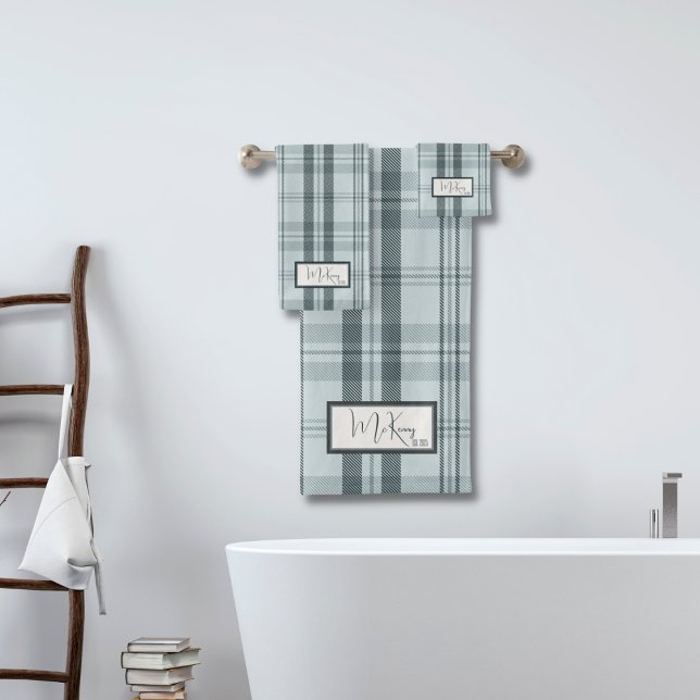 Conjunto de toallas de baño de cuadros modernos es (Subido por el creador)