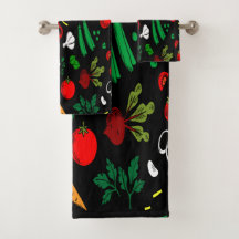 Conjunto de toallas de baño de diseño de vegetales