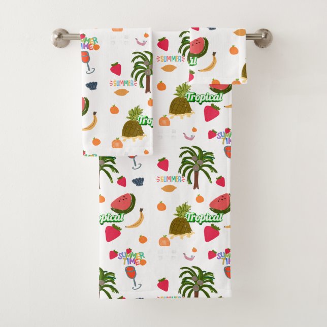 conjunto de toallas de baño de estilo tropical (In situ)