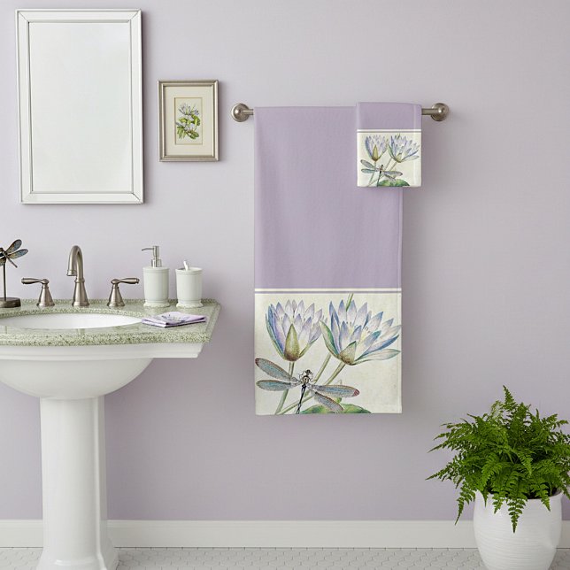 Conjunto de toallas de baño de loto y libélula (Subido por el creador)