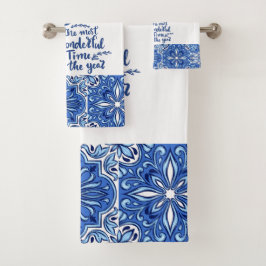 Conjunto de toallas de baño de Mandala azul