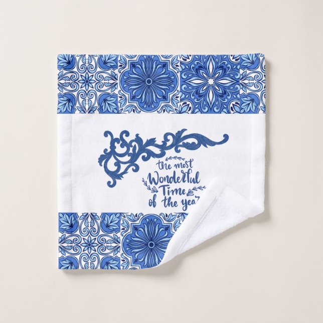 Conjunto de toallas de baño de Mandala azul (Toallita)
