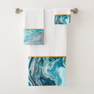 CONJUNTO DE TOALLAS DE BAÑO DE MÁRMOL AZUL OCEAN S
