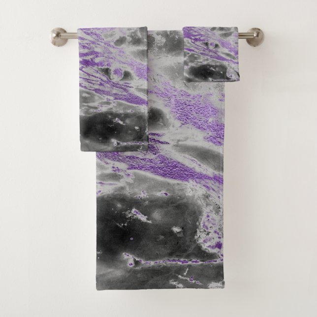CONJUNTO DE TOALLAS DE BAÑO DE MÁRMOL NEGRO PURPLE (In situ)
