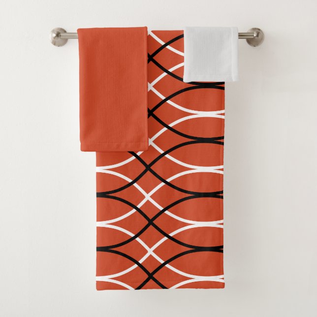Conjunto de toallas de baño de ondas naranjas (In situ)