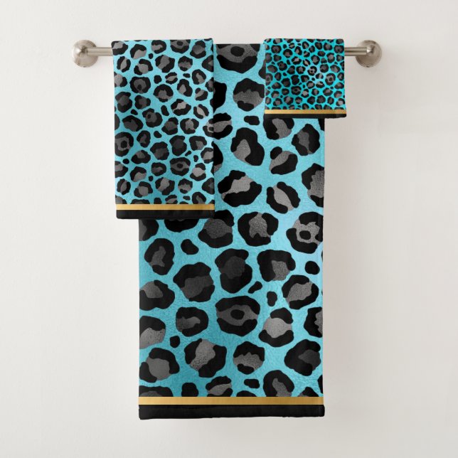 CONJUNTO DE TOALLAS DE BAÑO DE ORO DE LEOPARD AQUA (In situ)