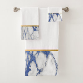 CONJUNTO DE TOALLAS DE BAÑO DE ORO DE MÁRMOL AZUL