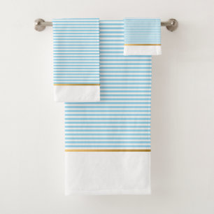 CONJUNTO DE TOALLAS DE BAÑO DE ORO LUXE BLUE STRIP