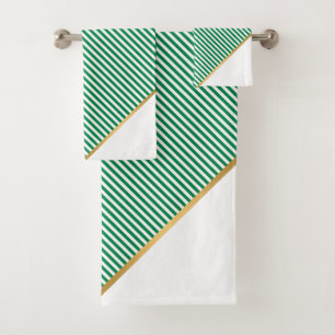 CONJUNTO DE TOALLAS DE BAÑO DE ORO LUXE GREEN WHIT