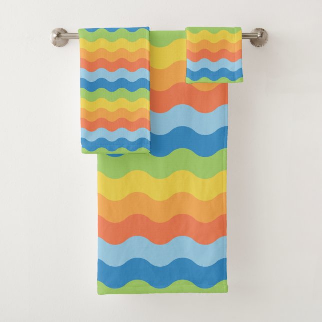 Conjunto de toallas de baño de patrón de ondas mul (In situ)
