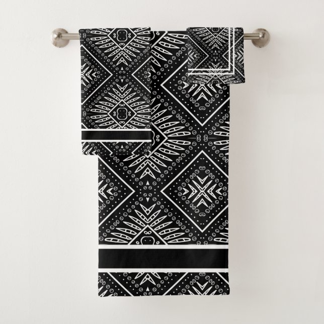 Conjunto de toallas de baño de patrón nativo aztec (In situ)