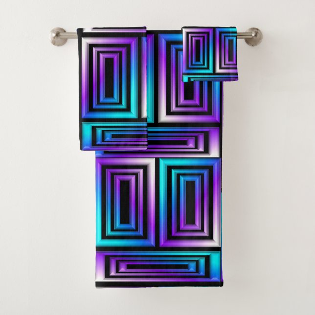 conjunto de toallas de baño de rectángulos geométr (In situ)