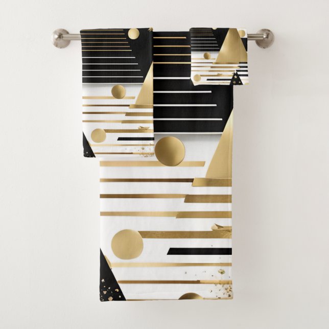 conjunto de toallas de baño de triángulos negros y (In situ)