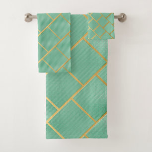 CONJUNTO DE TOALLAS DE BAÑO LUXE VERDE STRIPE ABST