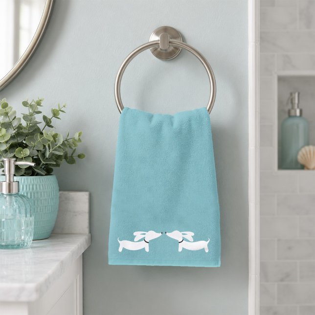 Conjunto de toallas de baño para Dachshund | 3 Pie (Dachshund pale blue hand towel
)