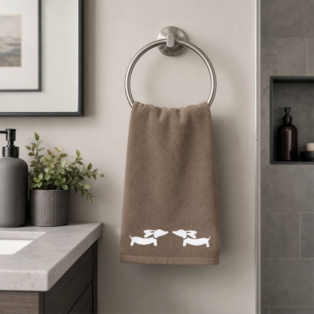 Conjunto de toallas de baño para Dachshund | 3 Pie (Dachshund Bathroom Hand Towel Brown )