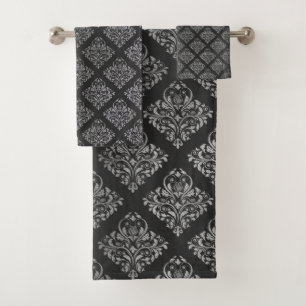 CONJUNTO DE TOALLAS DE HAMPTON DE plata negra LUJO