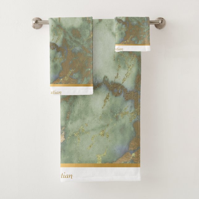 CONJUNTO DE TOALLAS DE MÁRMOL VERDE DE SAJE LUJOSO (In situ)