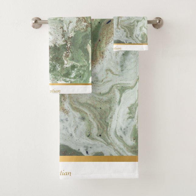 CONJUNTO DE TOALLAS DE MÁRMOL VERDE LUXE SAGE (In situ)
