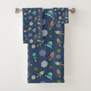 Conjunto de toallas de patrón de nave espacial