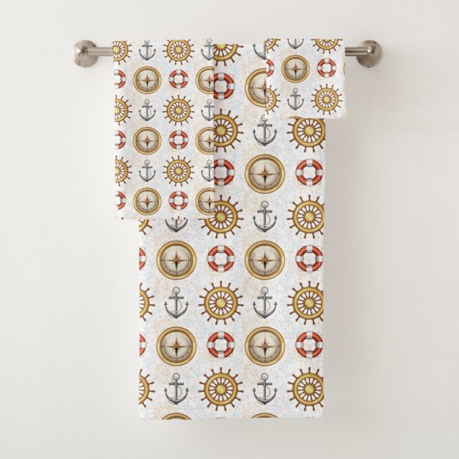 Conjunto de toallas de patrón nautico (In situ)