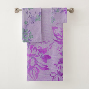 CONJUNTO DE TOALLAS DEL BAÑO FLORAL VIBRANTE PURP