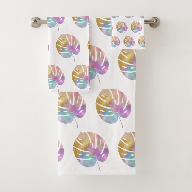 CONJUNTO DE TOALLAS DEL CUARTO DE BAÑO DE LA HOJA  (In situ)