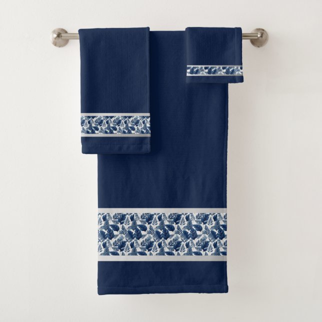 Conjunto de toallas florales azules chic  (In situ)