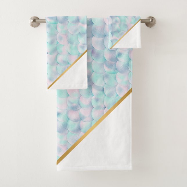 CONJUNTO DE TOALLAS LUXE BLUE AQUA GOLD BATES (In situ)