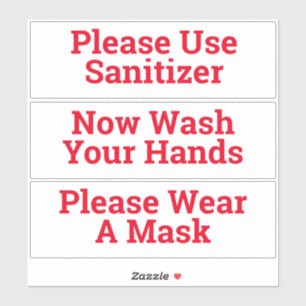 Conjunto de tres Pegatinas de higiene sanitaria