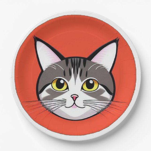 🐱 Conjunto de vajilla para fiestas con gráfico de (Anverso)