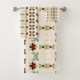 Conjunto Floral Negro Y Rojo De Color Marrón De Ch