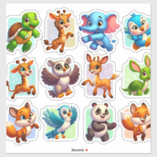 Conjunto satisfactorio de pegatinas animales perso