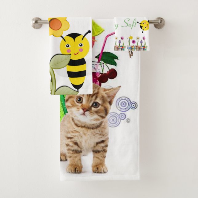 Conjuntos de toallas de baño de gatito abeja amari (In situ)