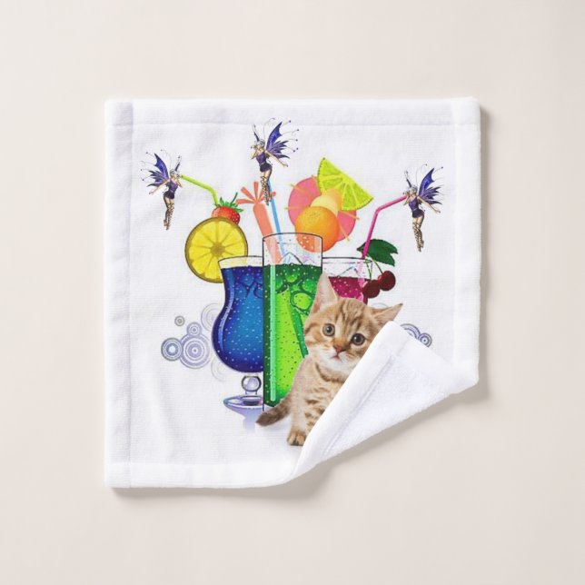 Conjuntos de toallas de baño de Hada Morada Gatito (Toallita)
