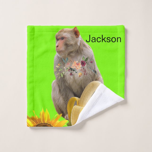 Conjuntos de toallas de baño verde de mono floral  (Toallita)