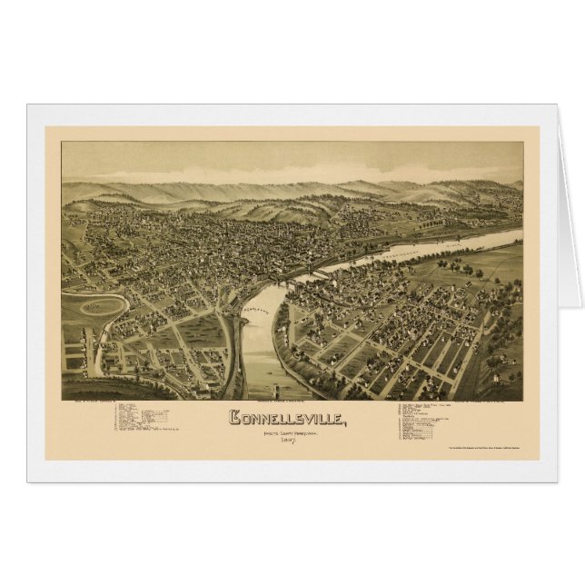 Connellsville, mapa panorámico del PA - 1897 (Anverso (Horizontal))