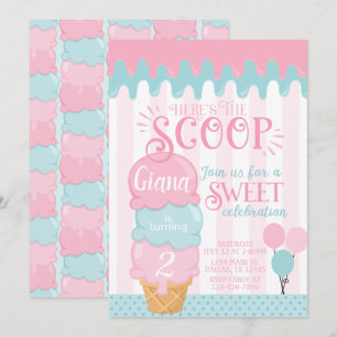 Cono de nieve con invitación a fiesta de cumpleaño