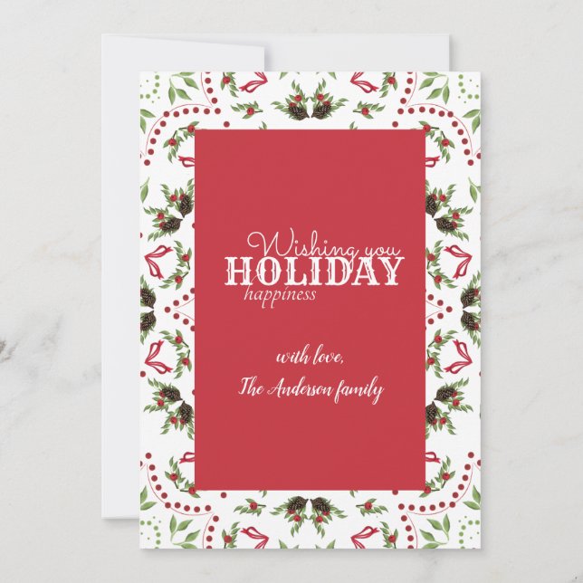 Cono de pino y bayas Tarjeta fotográfica Mandala (Reverso)