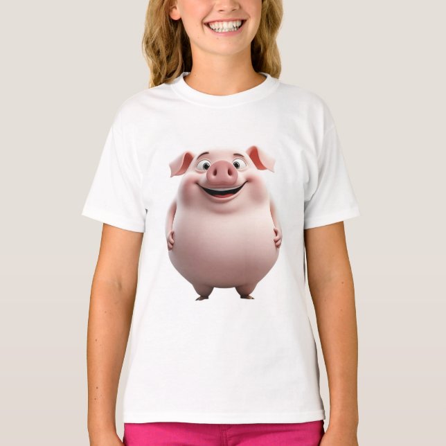 ¡Conoce la camiseta Sonríe con el Cerdo Rosado Squ (Anverso)