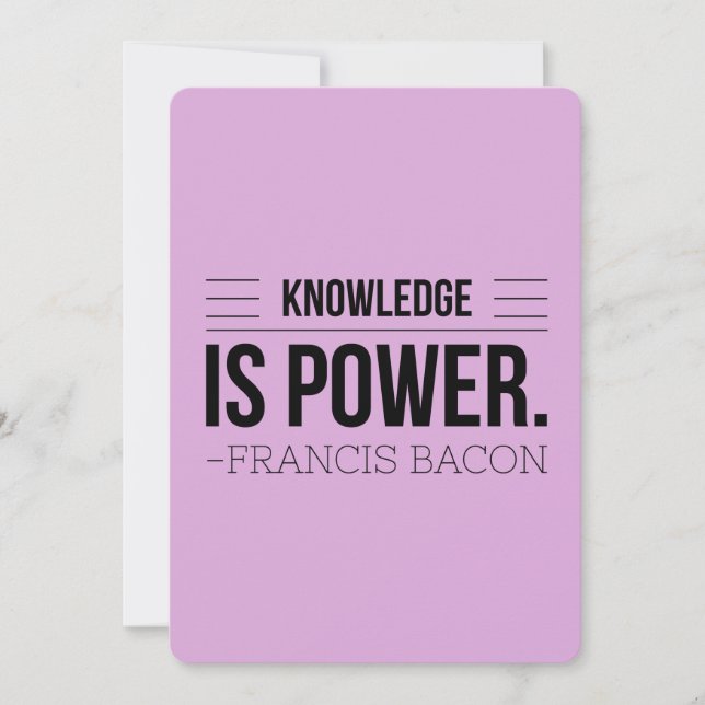 Conocimiento: Poder Francis Bacon Motivation Quote (Anverso)